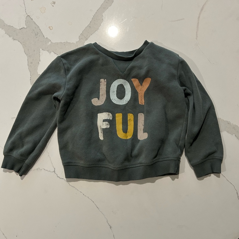 $13 ADD ON Little Co. sweatshirt‎ 4T top Zara H&M Joyful Merry Thankful